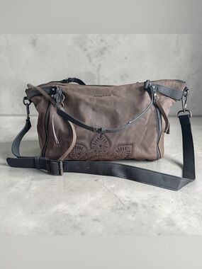 Desigual Aquiles Libia Tote Handbag - Chocolate Brown & Embossed details (As is)